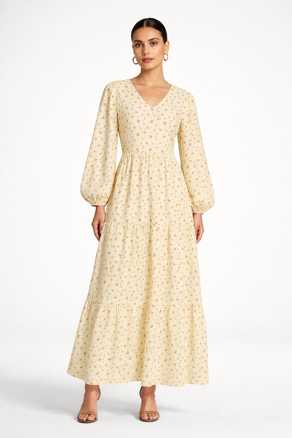 Floral Long Sleeve Tiered Maxi Dress – Elegant Feminine Style