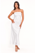 Foldover Bandeau Satin Maxi Dress
