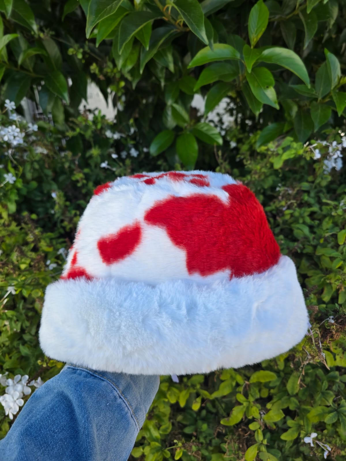 Cow Print Faux Fur Bucket Hat