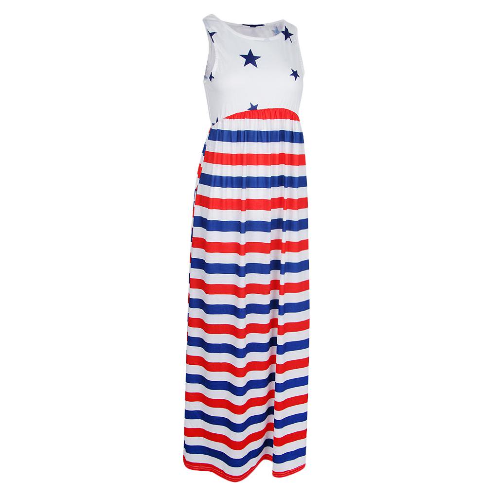 Stars and Stripes Sleeveless Maxi Dress