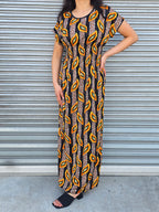 Feather pattern maxi dress