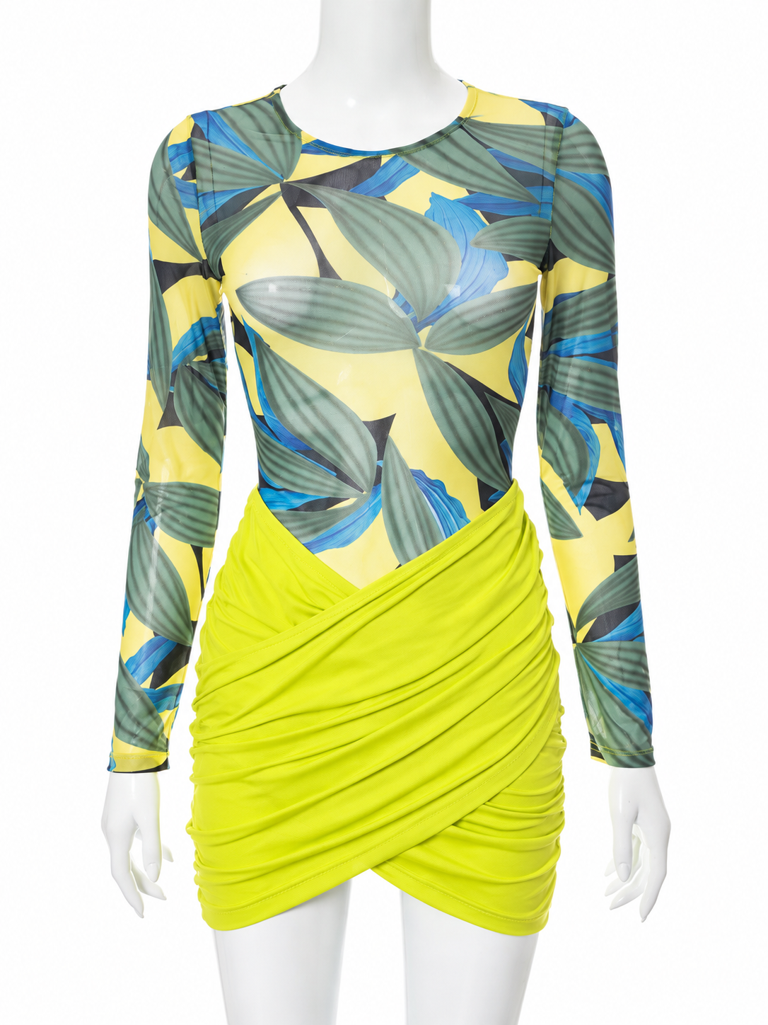 Ruched Womens Two Piece Crisscross Skirt And Top