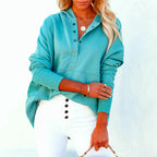Half open button pocket hooded jacket