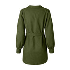 Corduroy Button-Down Belted Shirt Dress