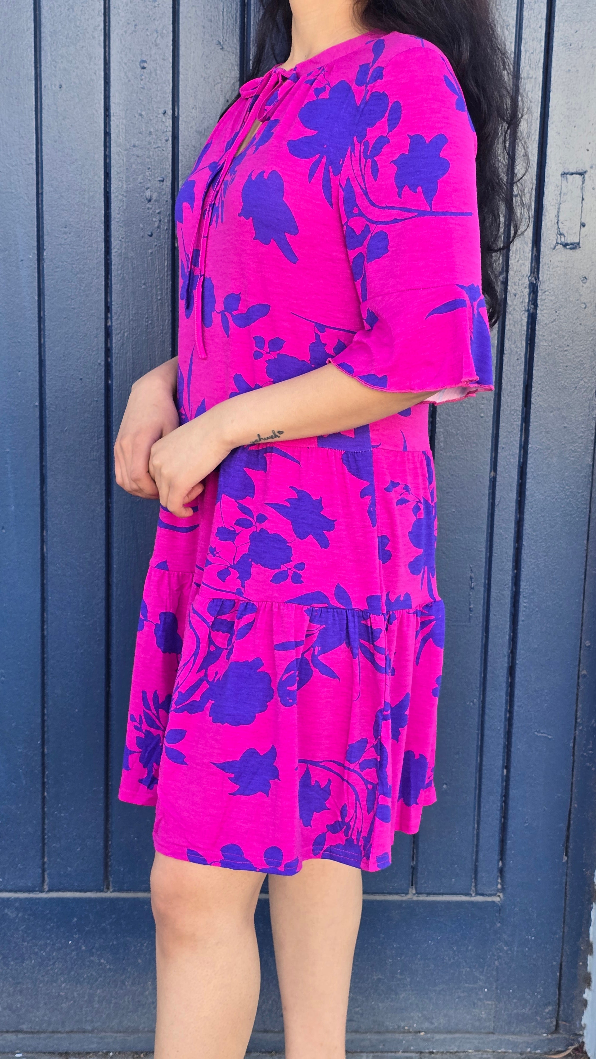 Bright Floral Tier Mini Dress