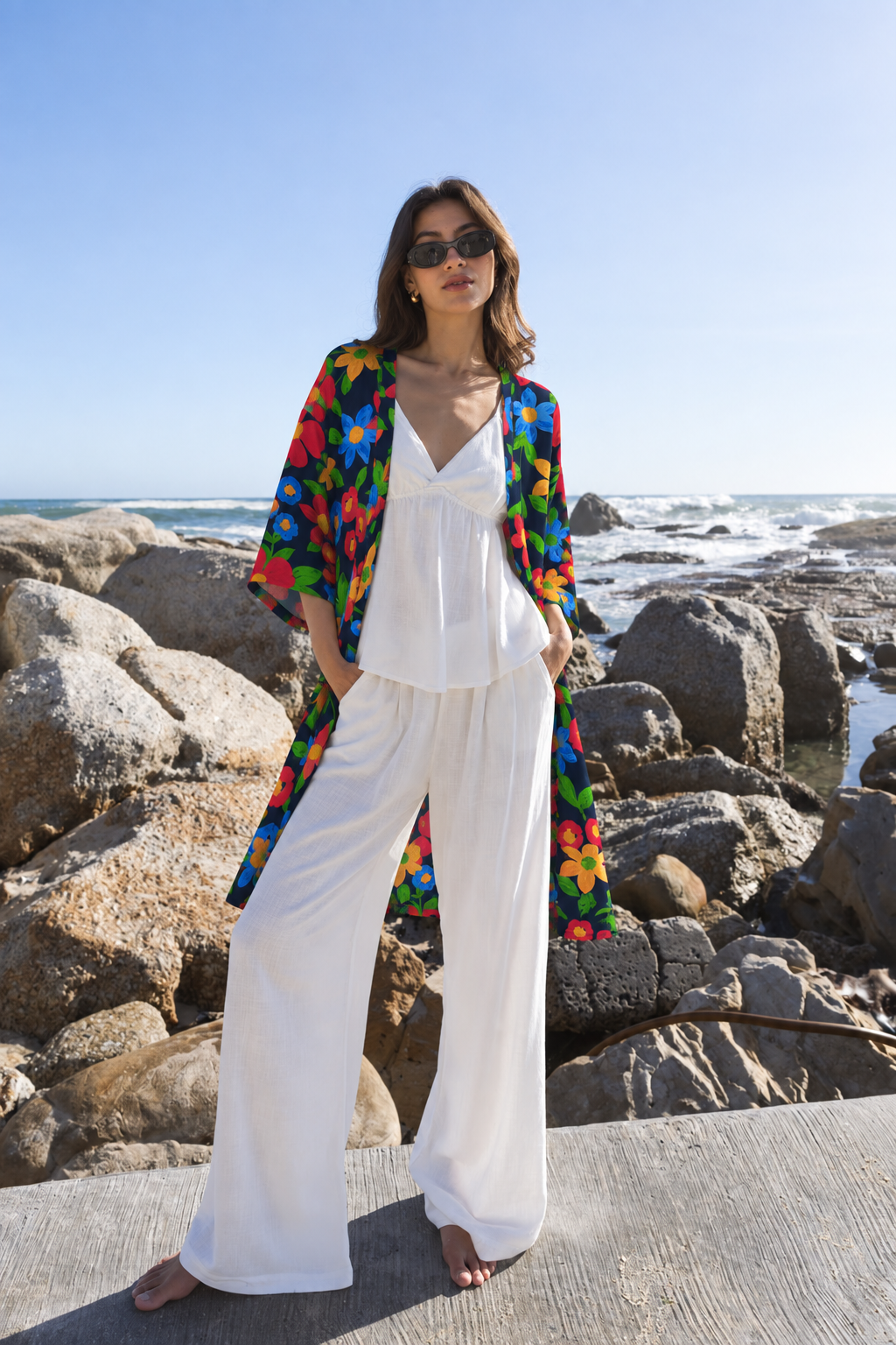 Floral Mid-Length Kimono
