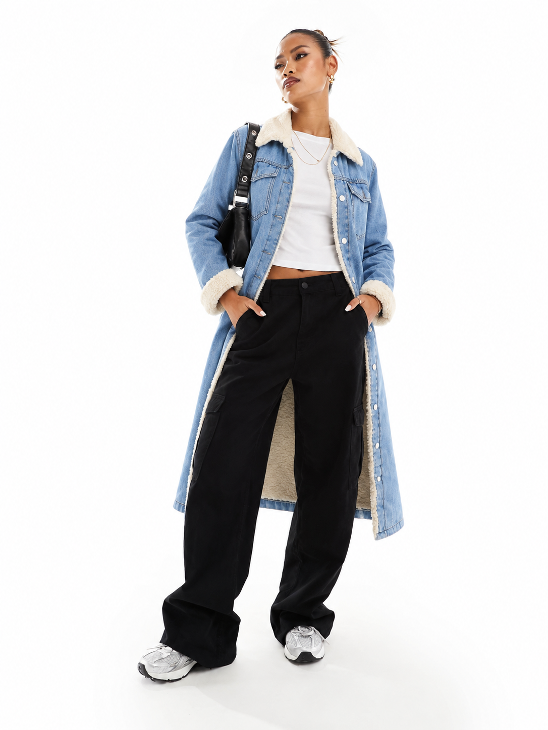 Sherpa-Lined Denim Coat