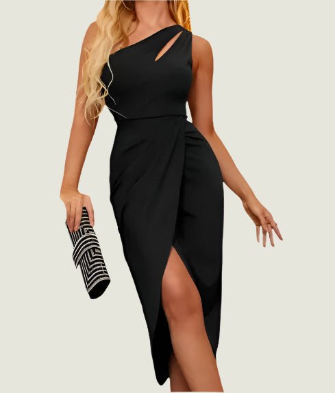 Elegant Cutout Side Split One-Shoulder Bodycon Dress - Sleek & Stylish