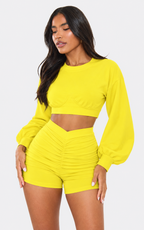 Ruched Shorts and Crop Top Set