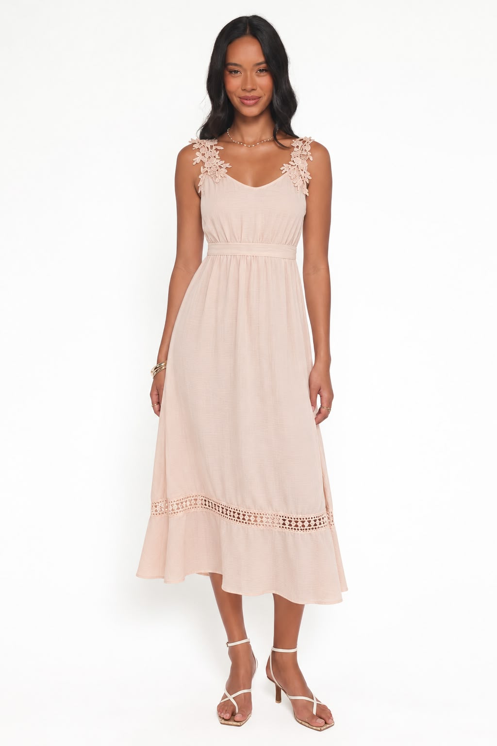 Floral Strap Belted Maxi Dress