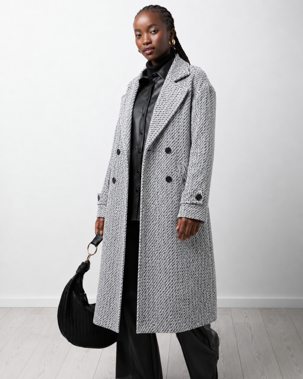 Elegant Textured Longline Winter Coat
