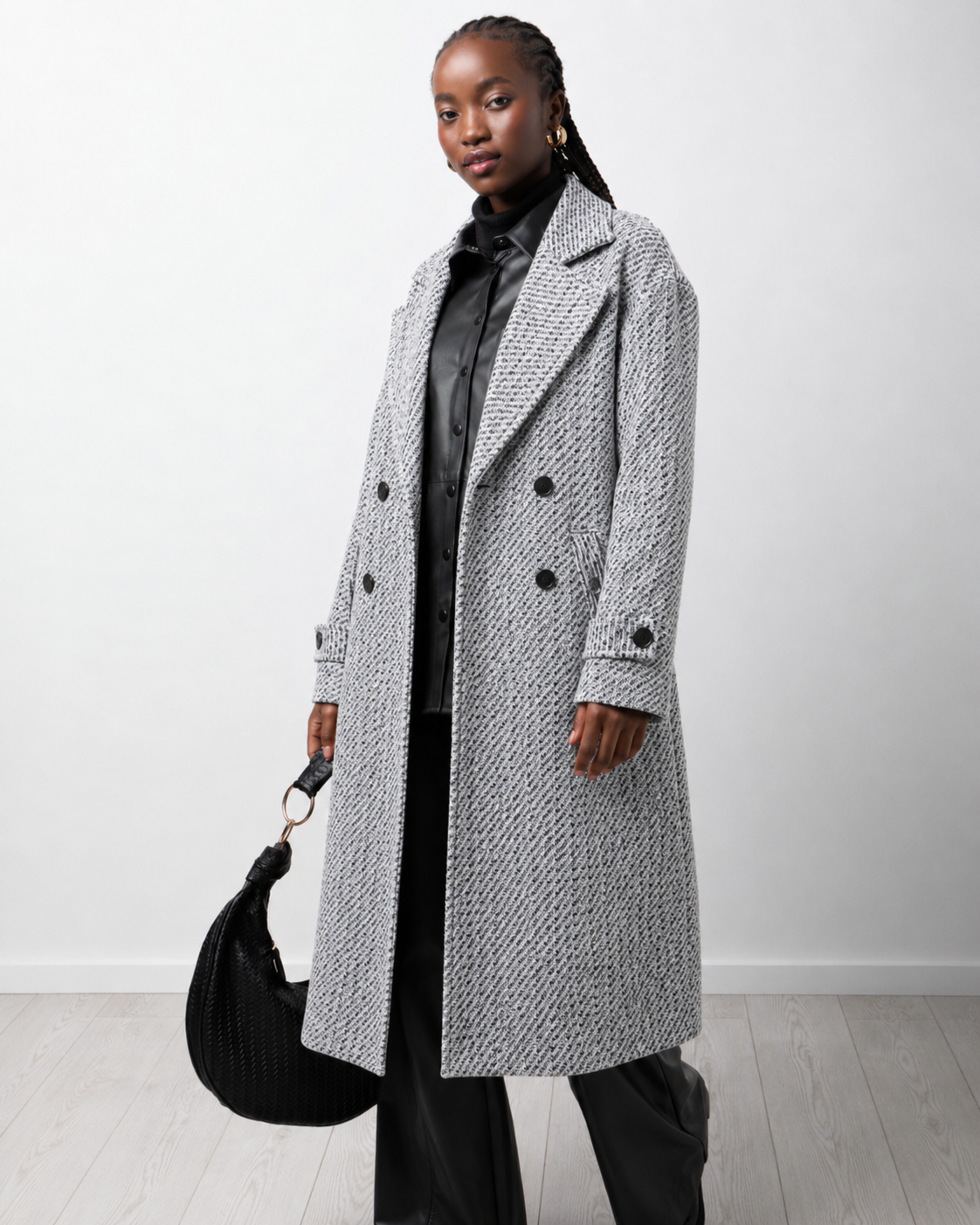 Elegant Textured Longline Winter Coat