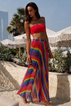 Rainbow Mesh Three-Piece Bikini Set