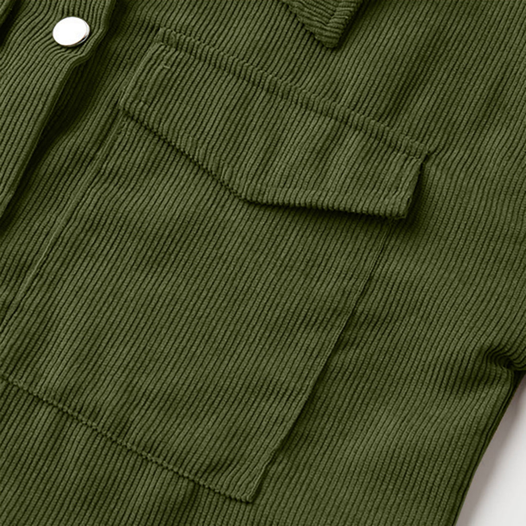 Corduroy Button-Down Belted Shirt Dress