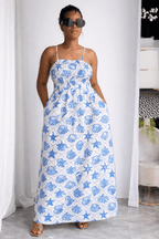 Shell Print Smocked Maxi Dress