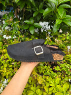 Women’s Buckle Fur Lined Slippers – Cozy Winter Slip-On Clogs