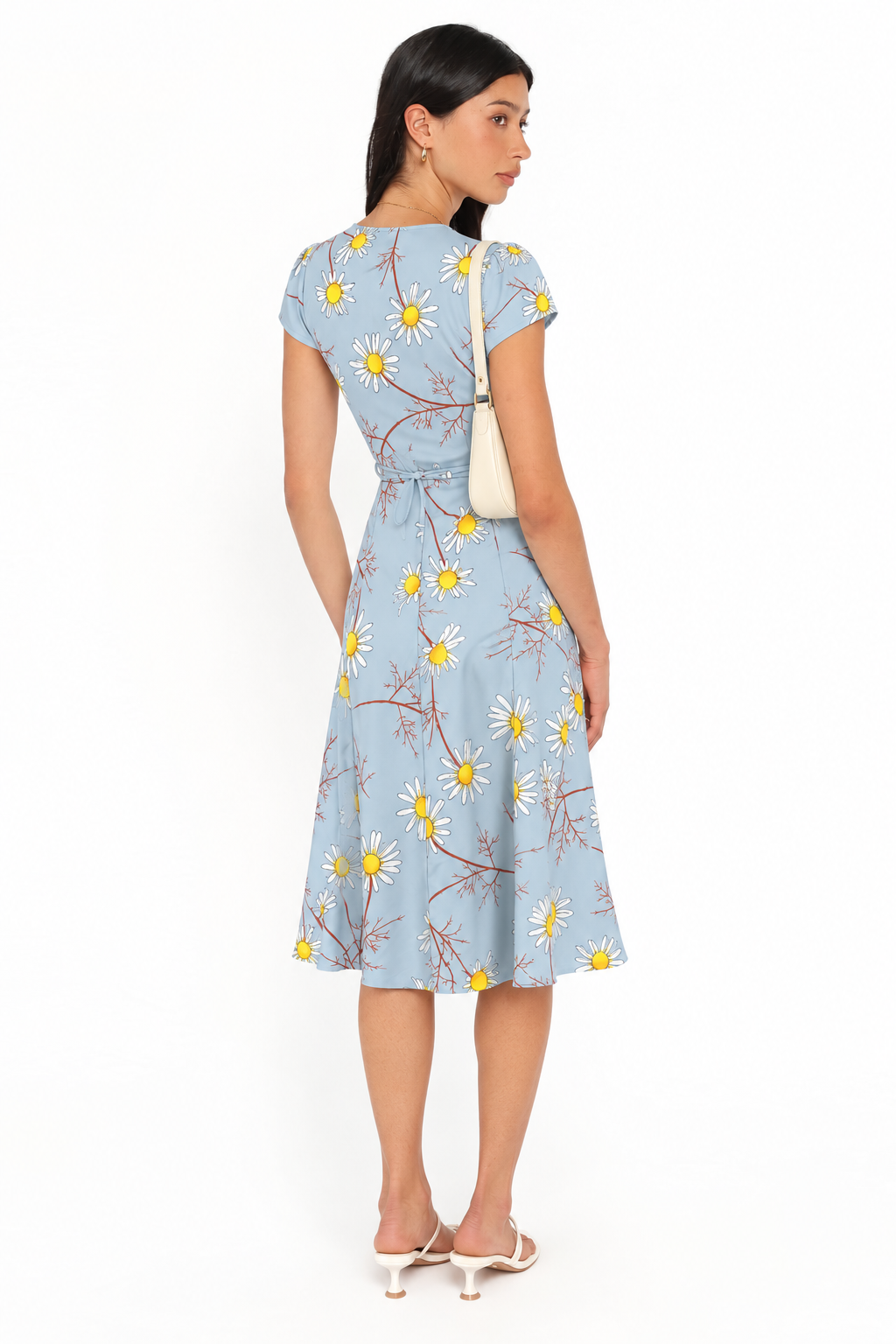 Floral Wrap Button Midi Dress