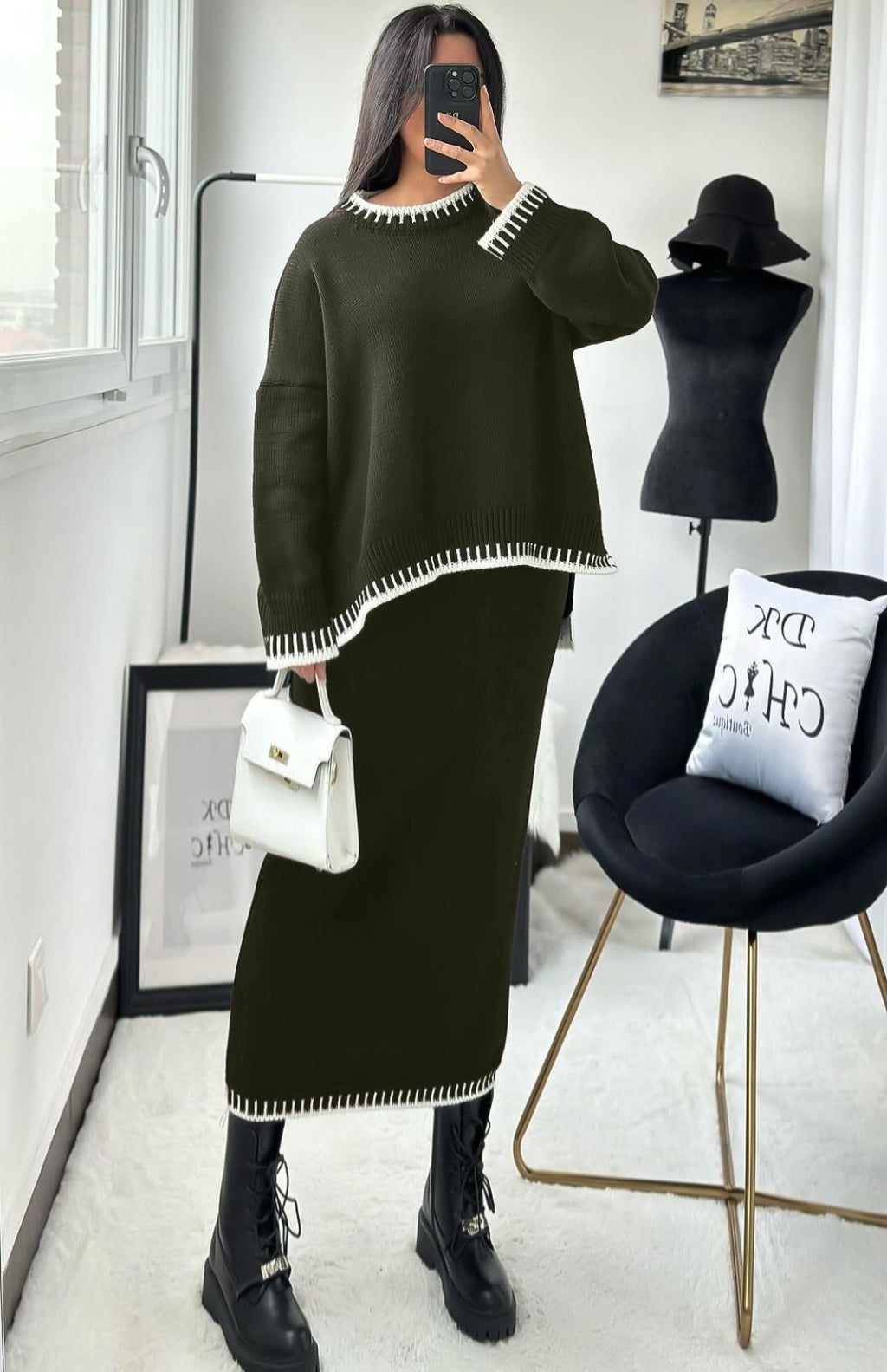 Premium Knit Two-Piece Maxi Skirt Set for Women