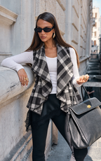 Plaid Sleeveless Jacket