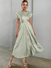 Silky Satin Wrap Dress - Elegant & Flowy