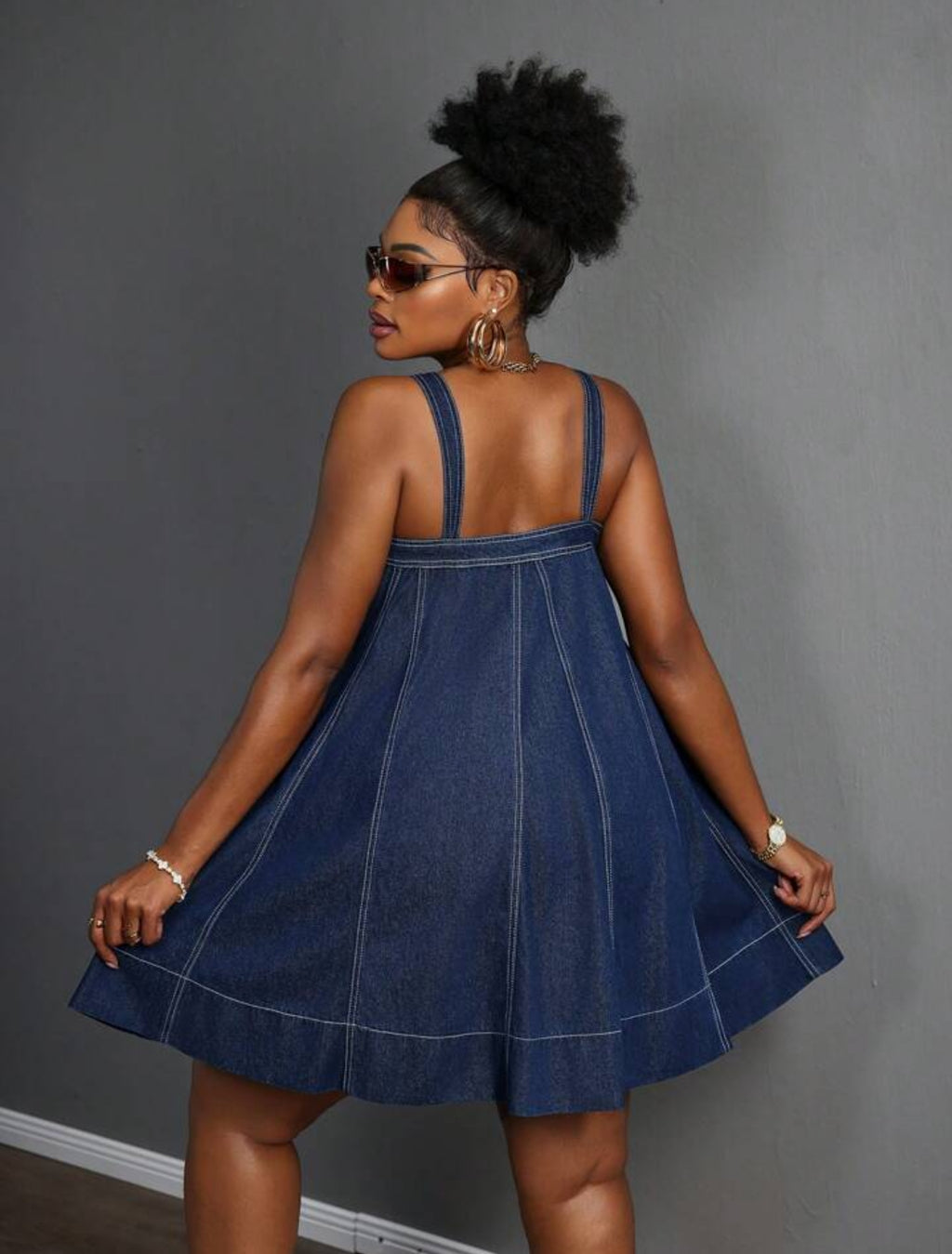 Denim Mini Dress – Sleeveless A-Line Fit Casual Chic