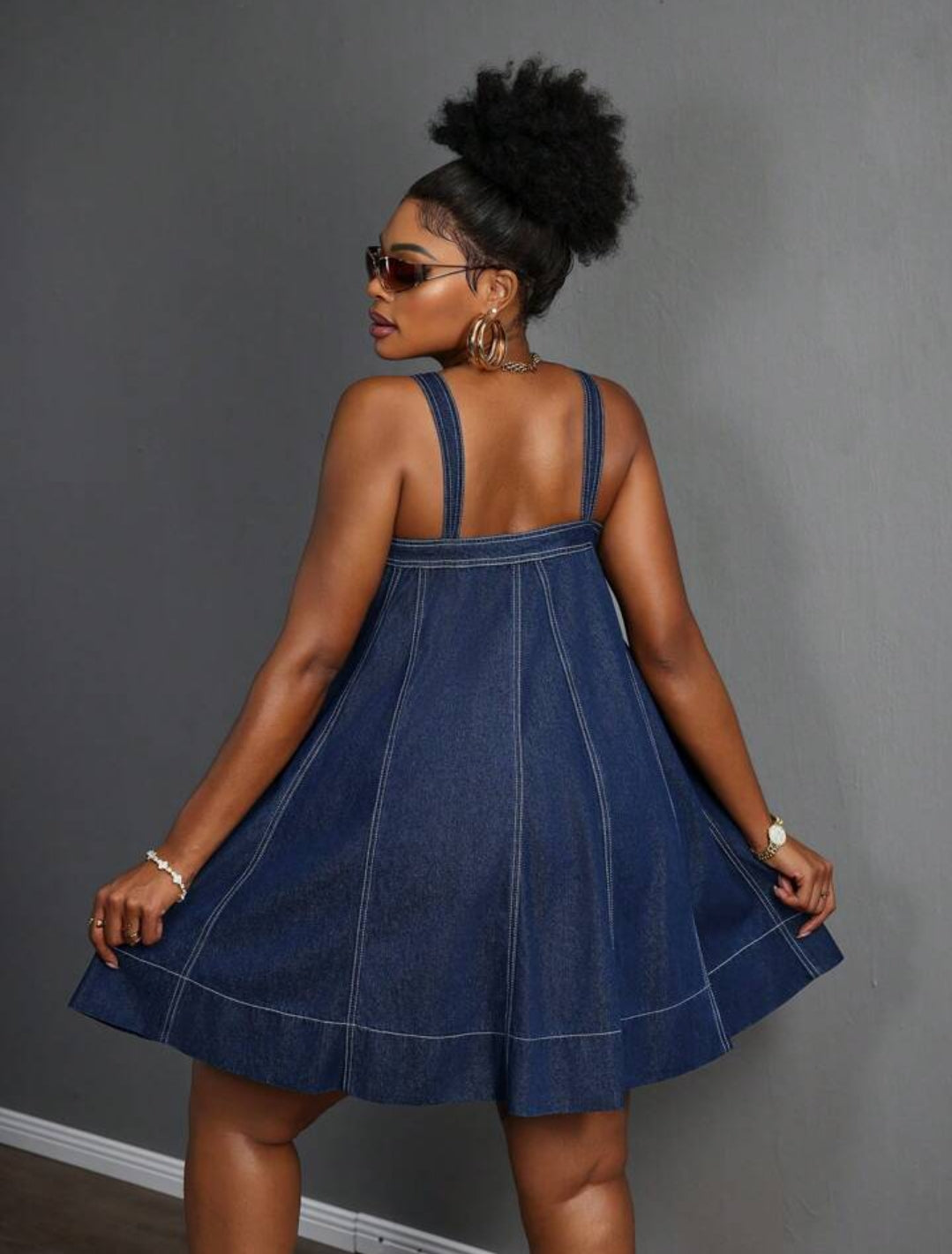 Denim Mini Dress – Sleeveless A-Line Fit Casual Chic