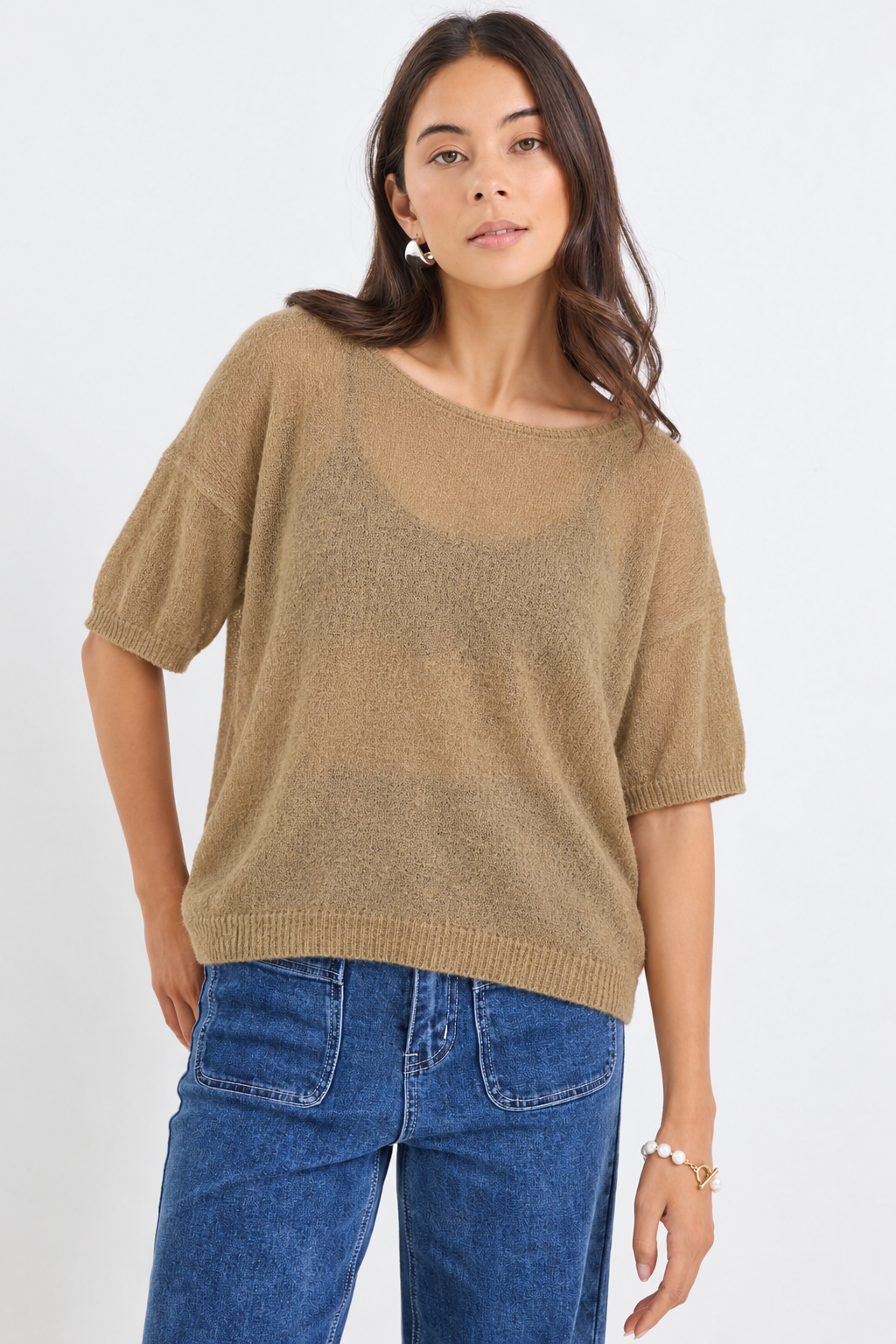 Sheer Loose Short Sleeve Top
