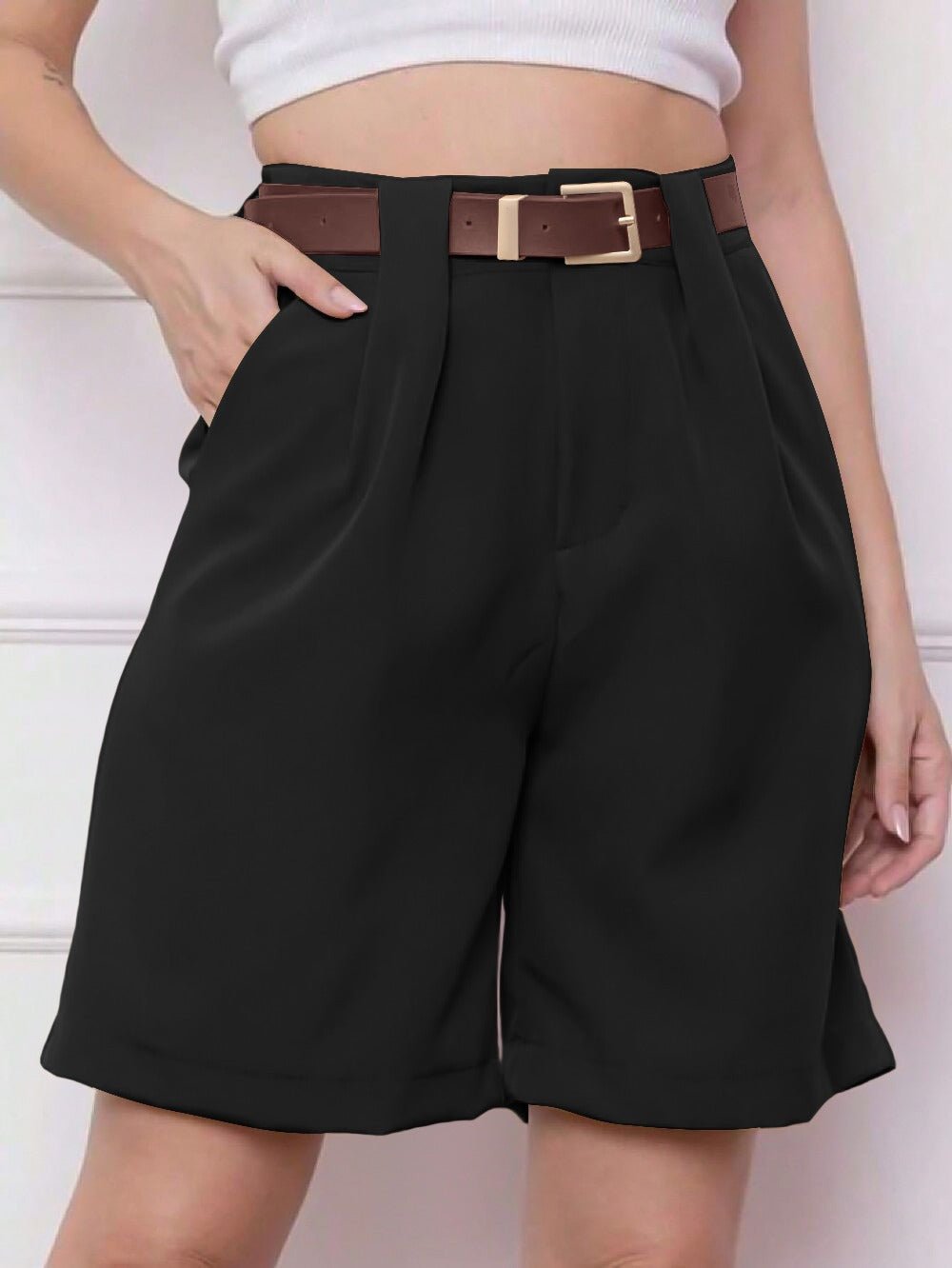 High-Waist Tailored Pleated Shorts