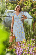 Floral Wrap Button Midi Dress