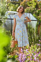 Floral Wrap Button Midi Dress