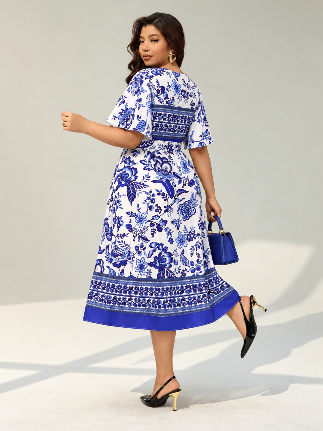 Botanical Border-Print Midi Dress