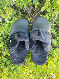 Fluffy Button Strap Platform Slippers