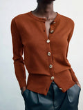 Classic Metal Button Decorated Knit Cardigan