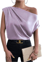 Satin Off-Shoulder Asymmetrical Blouse – Elegant & Stylish
