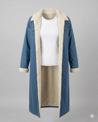 Women’s Long Sherpa-Lined Denim Coat