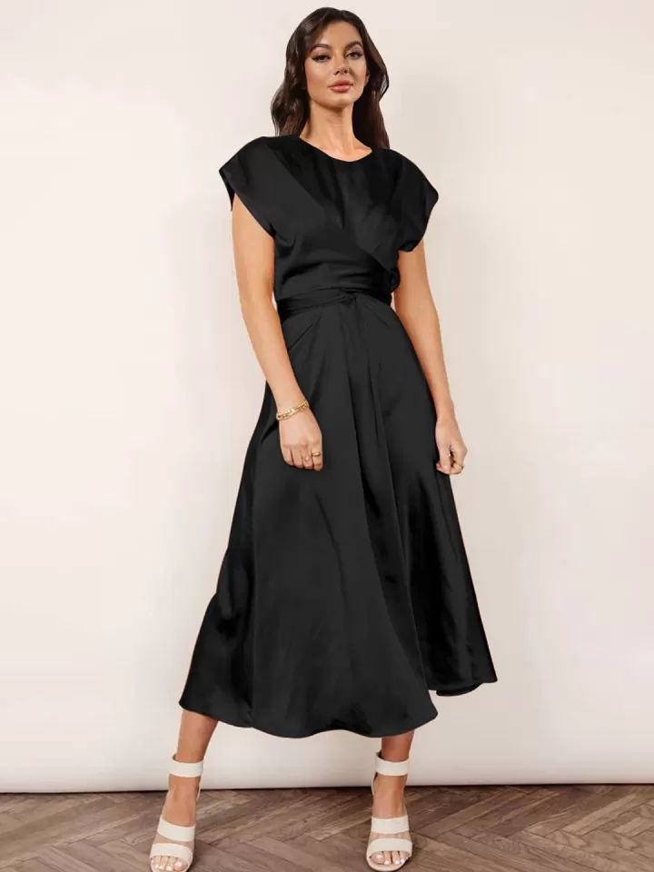 Silky Satin Wrap Dress - Elegant & Flowy