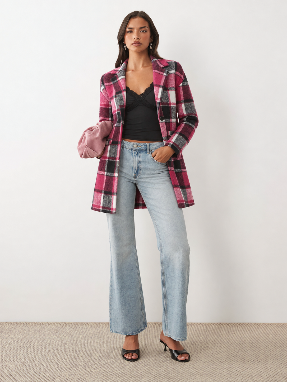 City Check Tailored Wool-Blend Coat