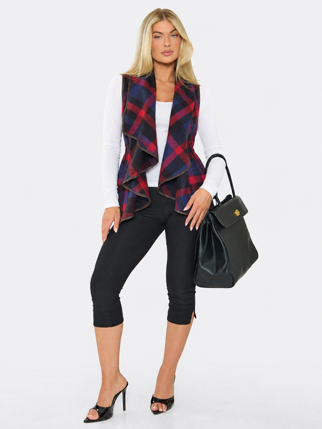 Plaid Sleeveless Jacket