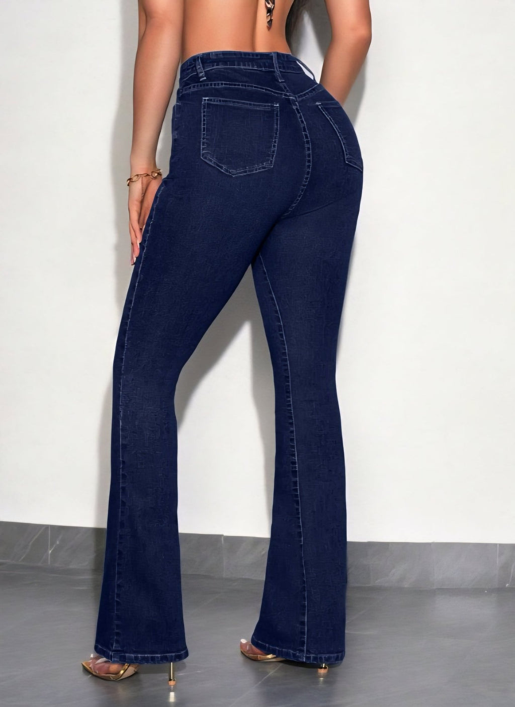 Dark Denim Blue Flare Jeans FA-4473