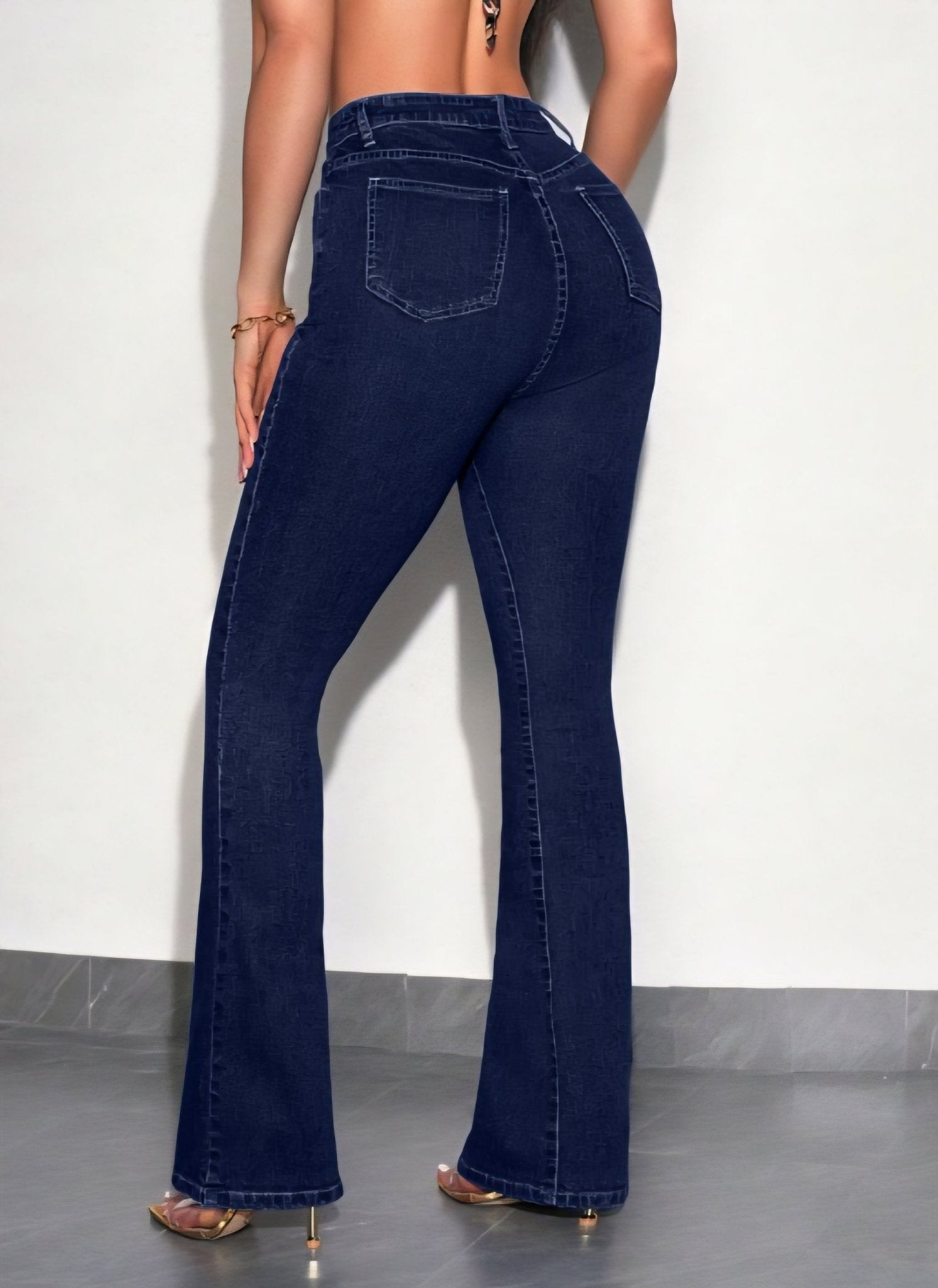 Dark Denim Blue Flare Jeans FA-4473