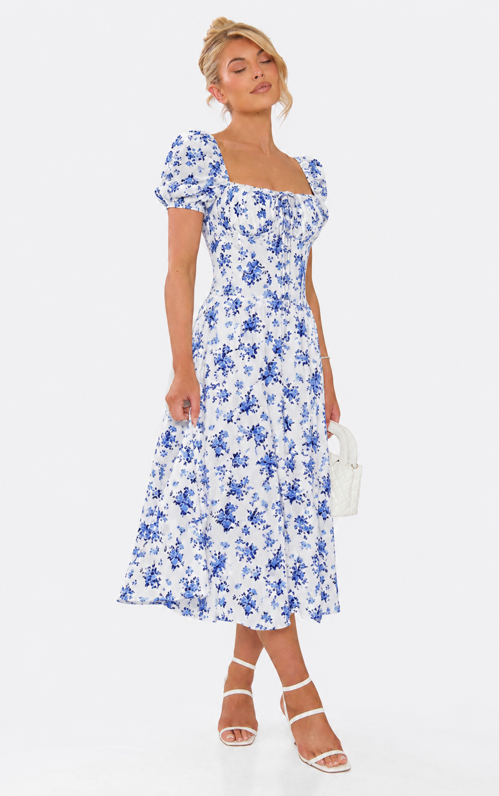 Ditsy Floral Slit Midi Dress