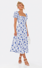 Ditsy Floral Slit Midi Dress