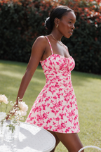 Ruched Bust Floral Summer Mini Dress