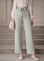 High Waist Wide Leg Pants with Belt