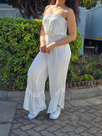 Effortless Summer Chic Ruffled  Strapless Tube umpsuit