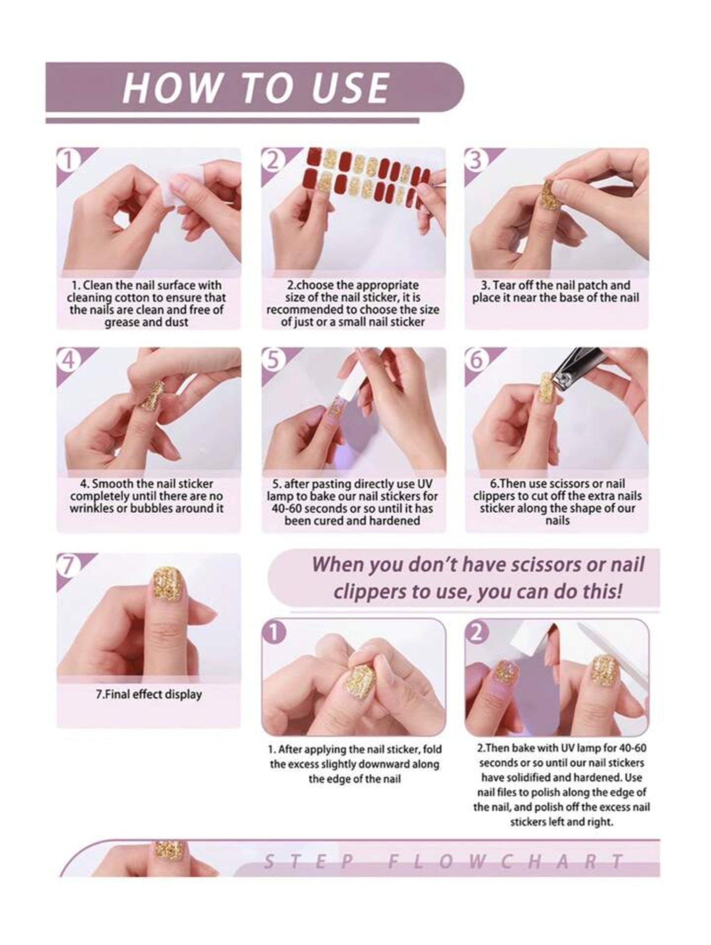 Cutesy Gel Nail Wrap Stickers – Easy Apply Glossy Nail Art Decals