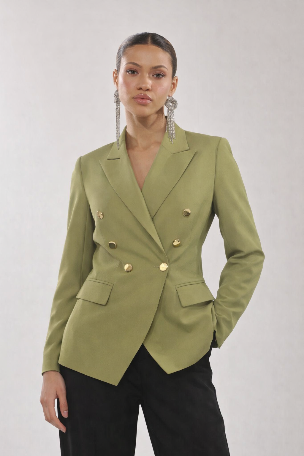 Double Breasted Blazer – Tailored Fit Gold Button Jacket