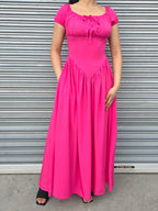 Off-Shoulder Elasticated Waist Maxi Dress