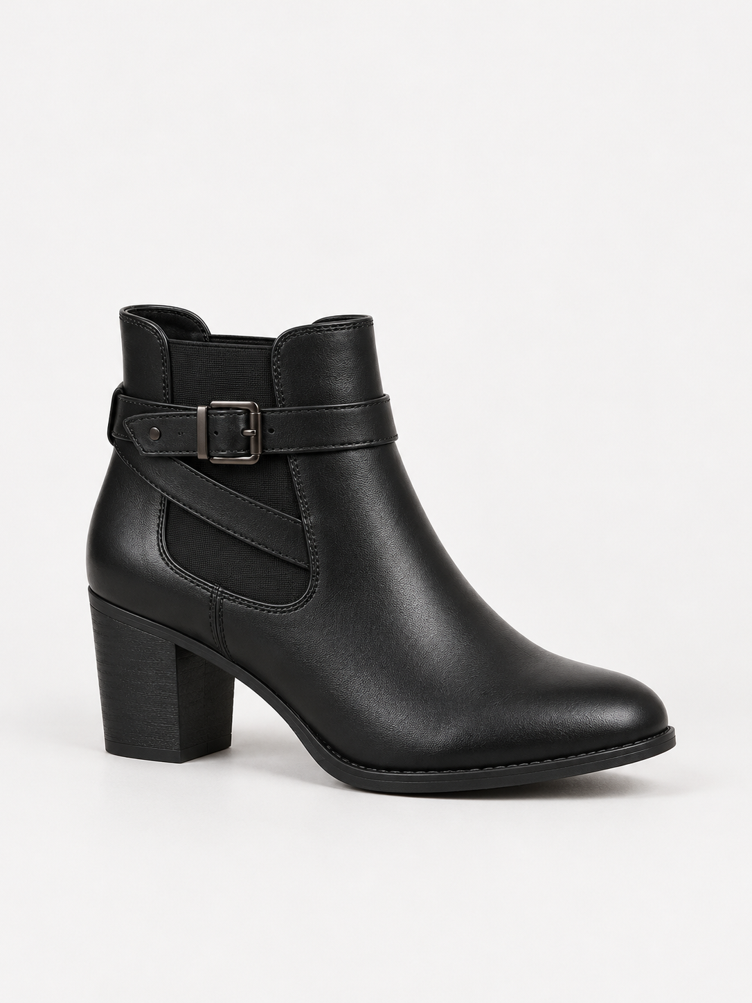 Polished Multi-Buckle Ankle Boots