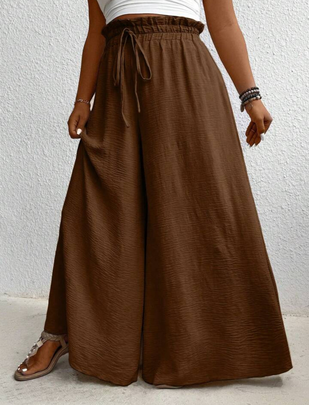 Wide Leg Curve Drawstring Pants